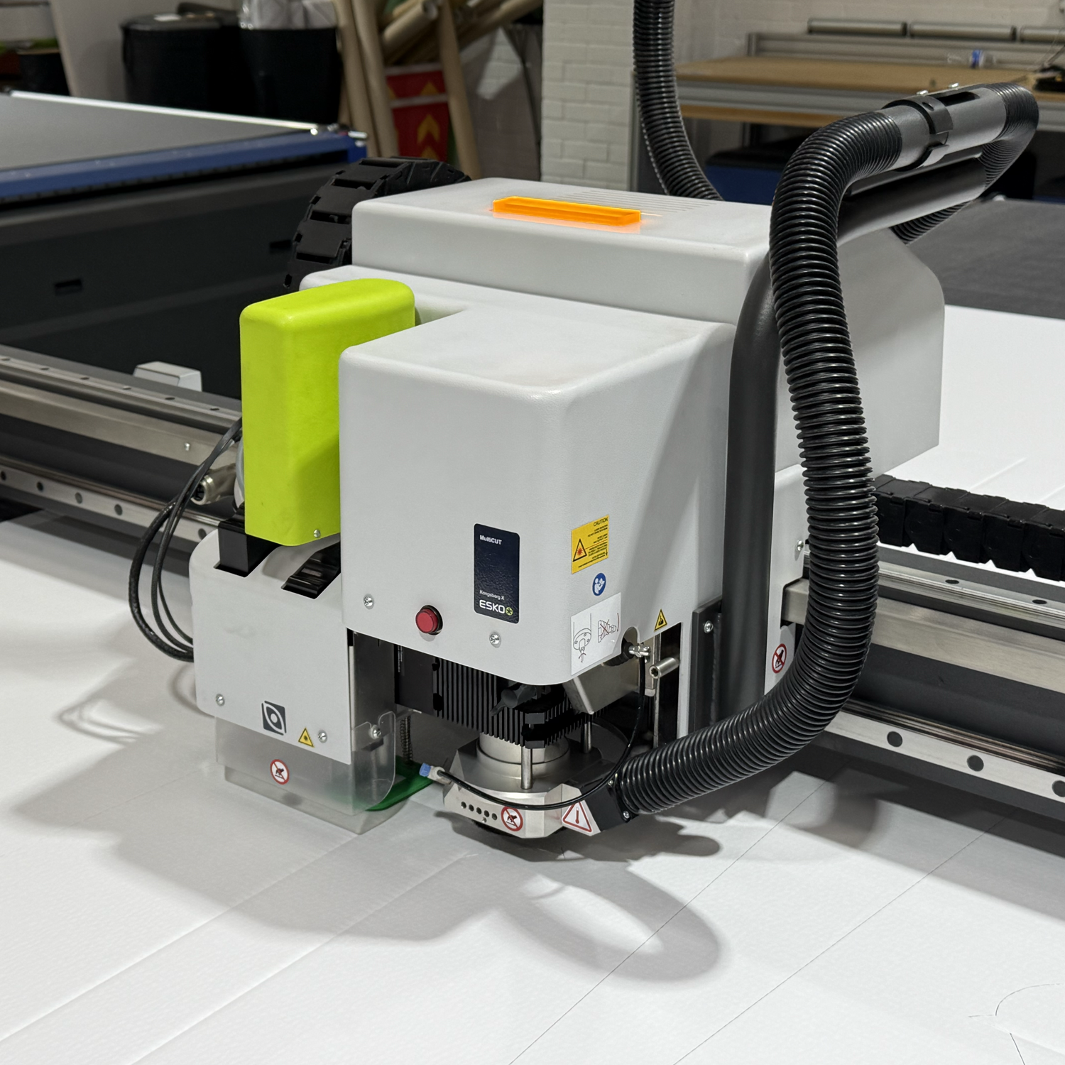 Knonsberg CNC cutting fluted board at Impact Design & Print's production factory in Basingstoke, Hampshire