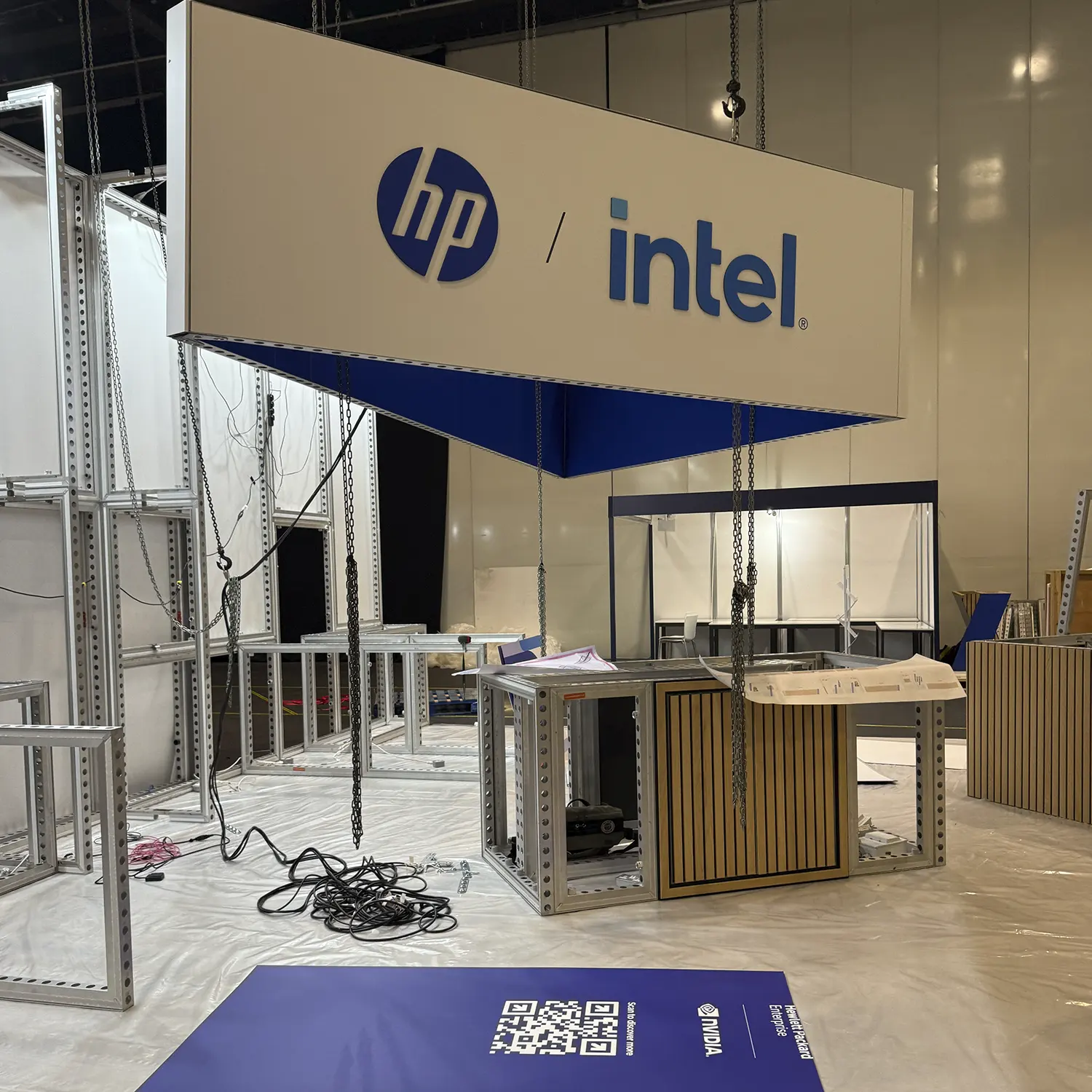 Preparation of individual HP exhibition graphics and vinyl lettering prior to installation