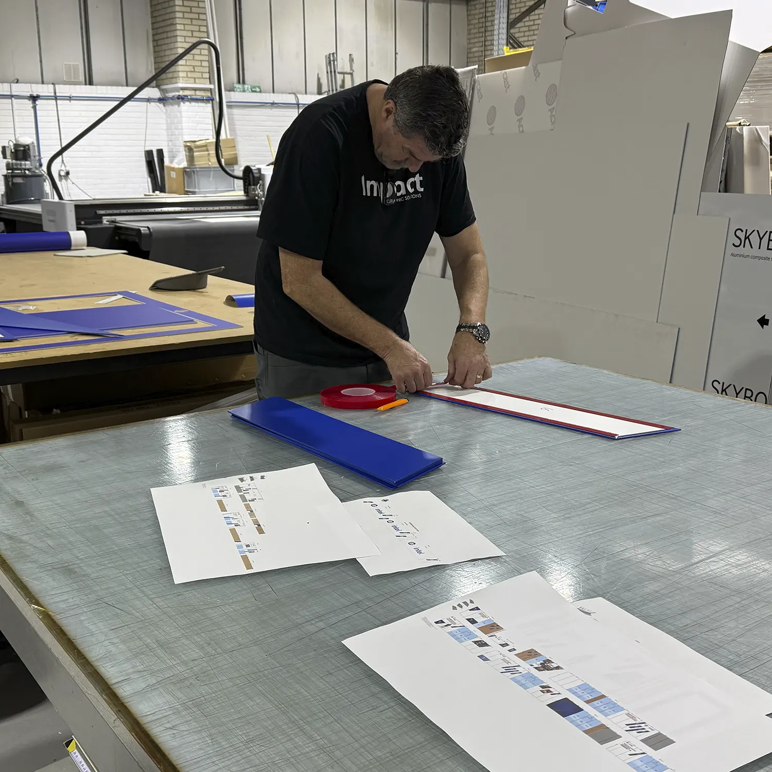 In-house preparation of exhibition stand graphics and branded display components