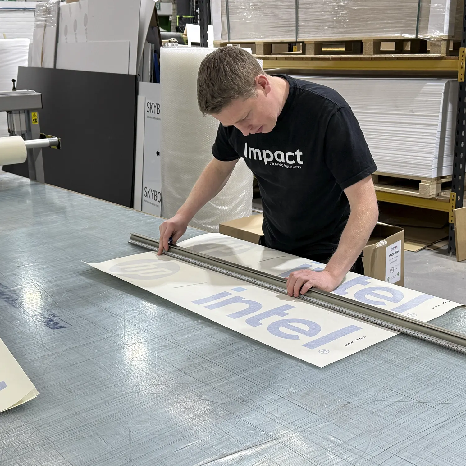Bespoke exhibition stand components prepared in-house by Impact Design & Print