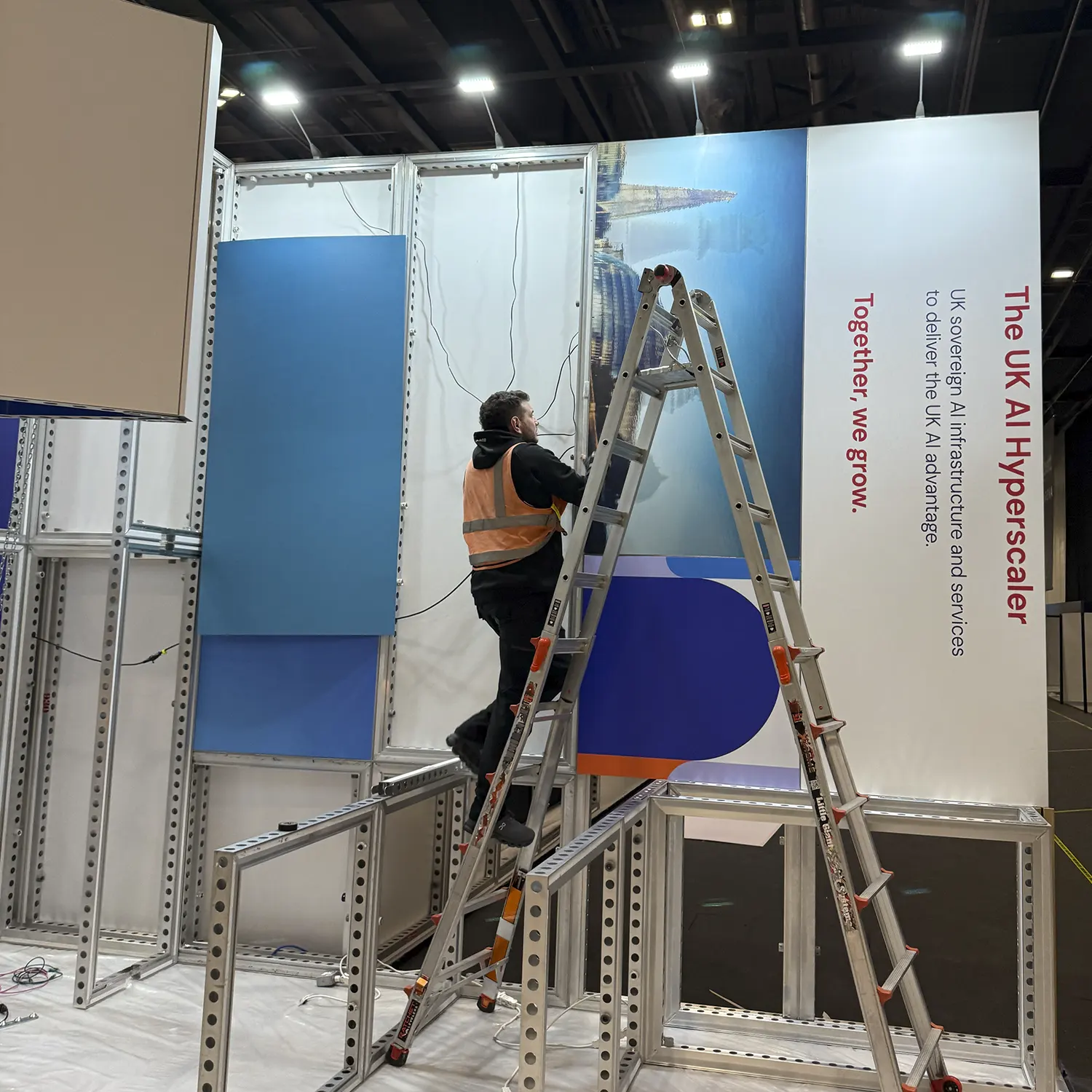 HP exhibition branding and vinyl graphics prepared for application to modular stand system