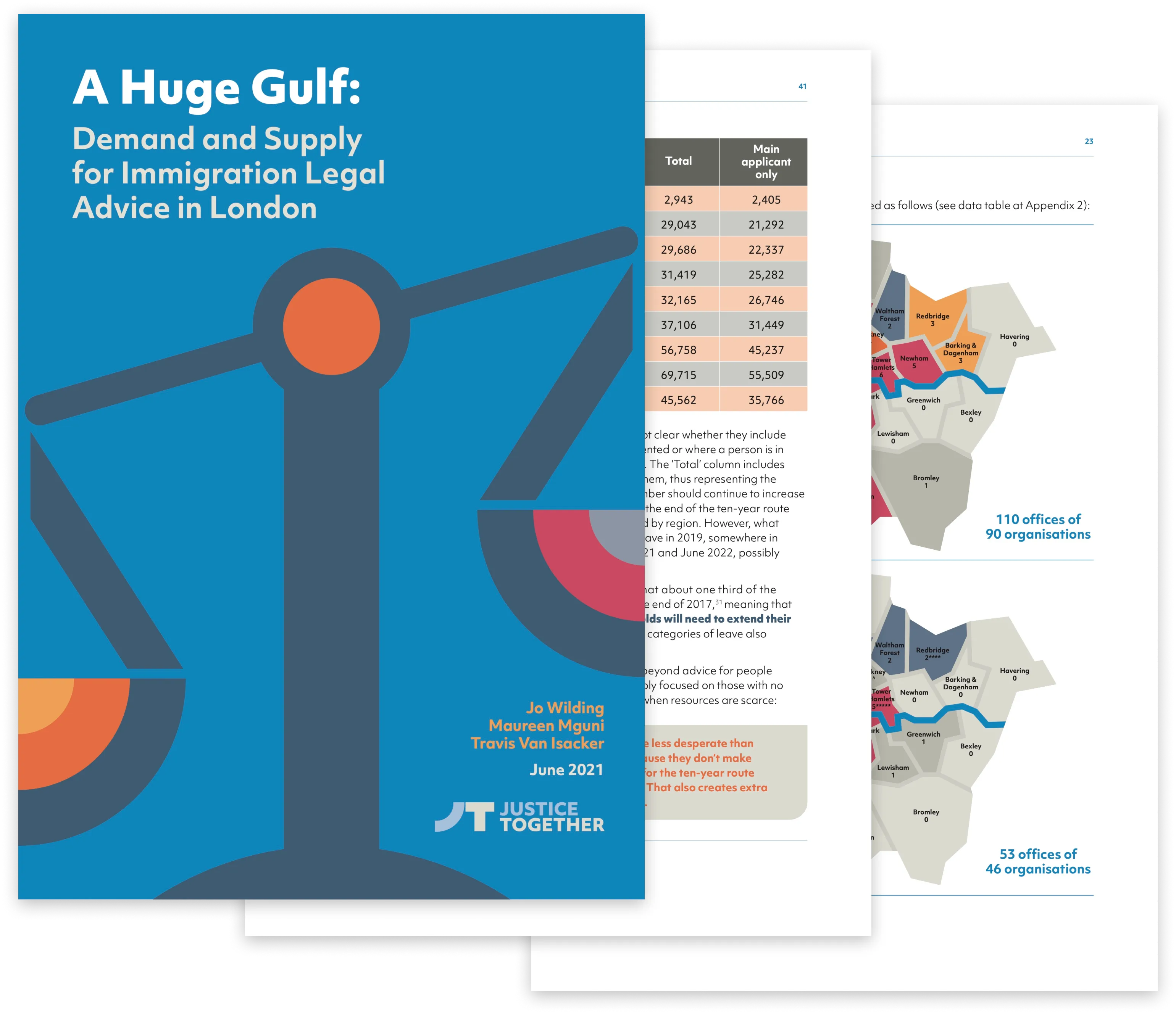 Illustration showing a huge gulf between what is needed and what is available in refugee legal advice