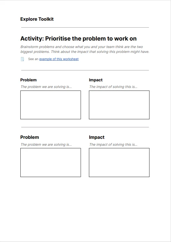 Explore online toolkit – Plan phase, screenshot 1