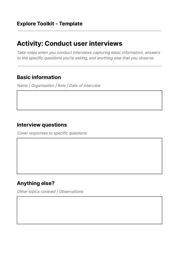 Explore online toolkit – Discover phase, screenshot 3