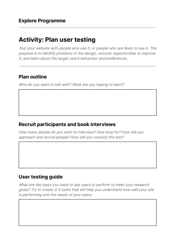 Explore online toolkit – Develop phase, screenshot 3