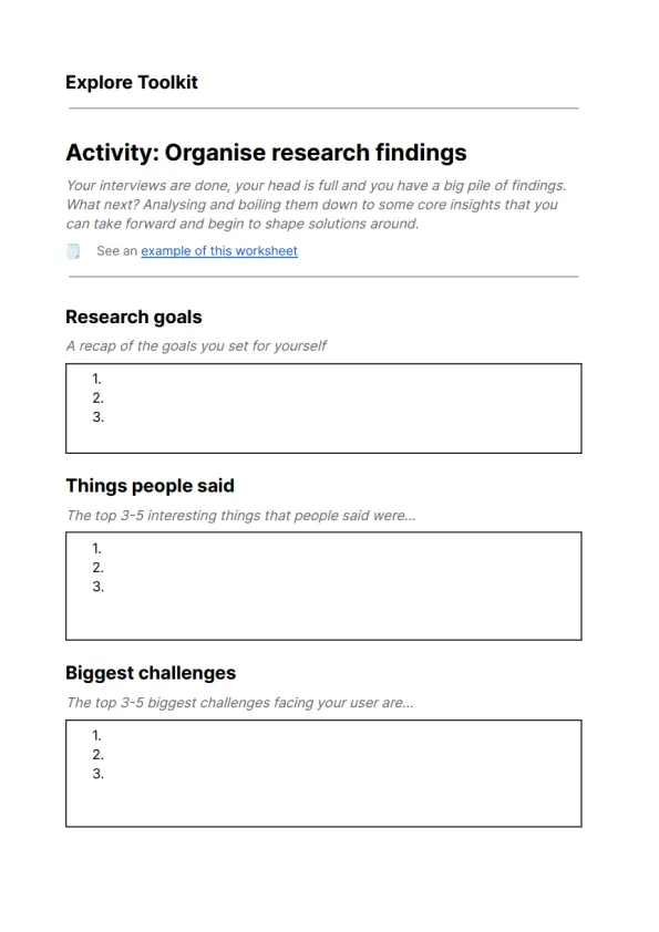 Explore online toolkit – Discover phase, screenshot 4
