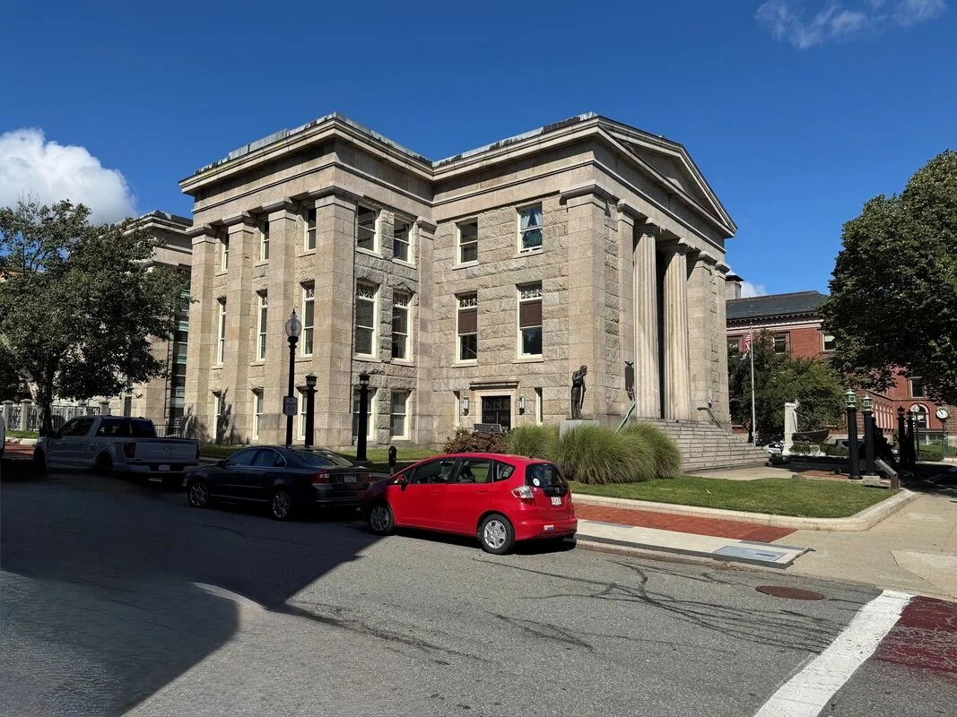 Former Town Hall, now a public library, on Pleasant Street in New Bedford, Ma