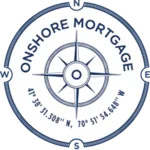 Onshore Mortgage Logo, compass rose on white background.