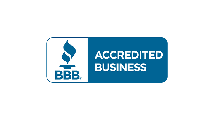 Better Bussiness Bureau Logo. Torch with three letter B's and the words "Accredited Business".