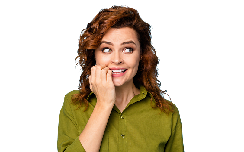 Woman biting her nails in anticipation