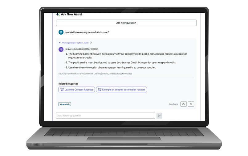 Desktop version of an AI assistant for ServiceNow