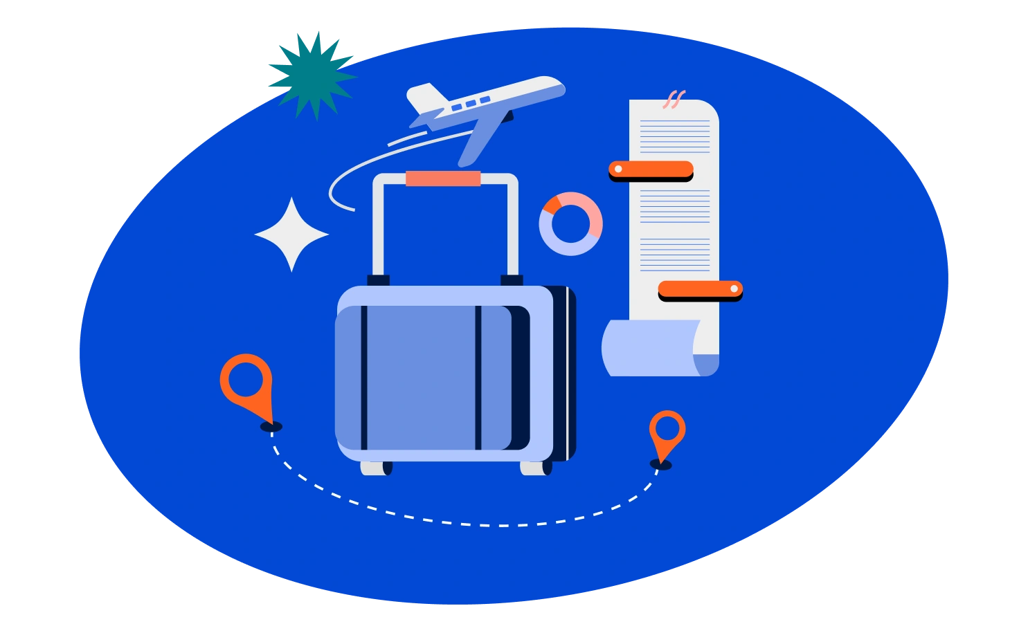 Illustrazione sulla gestione dei viaggi aziendali e organizzazione eventi MICE