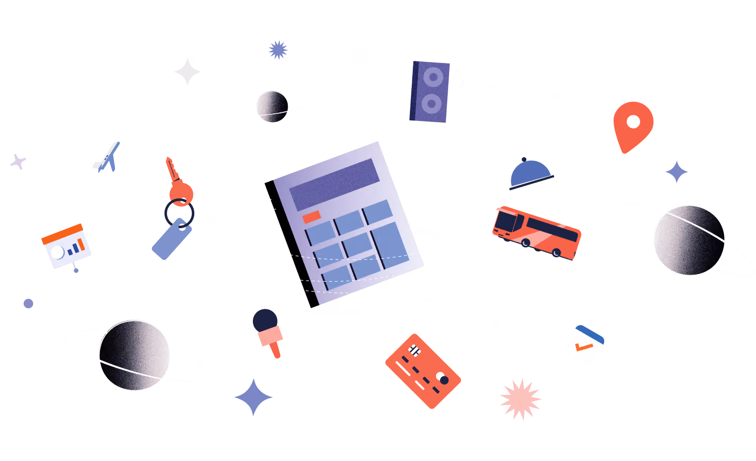 Illustrazione sulla gestione dei viaggi aziendali e organizzazione eventi MICE