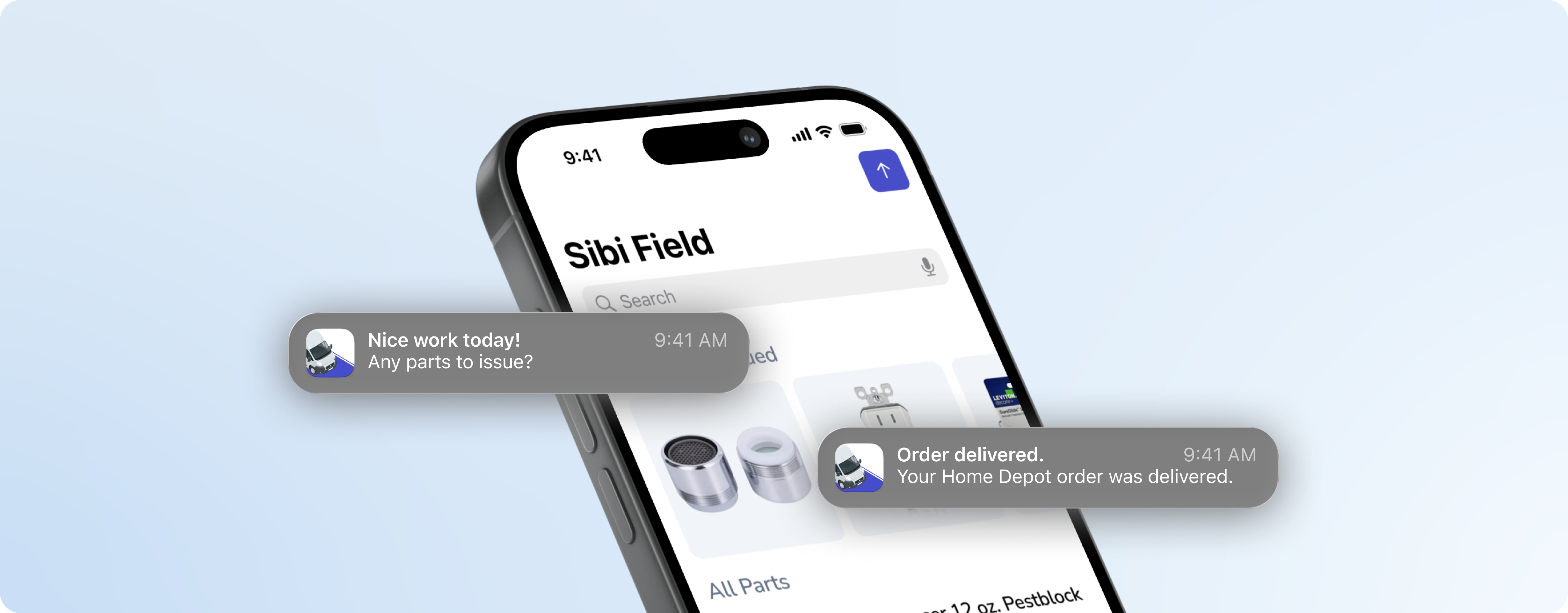 White stylized icon of stacked documents and papers on a blurred gradient background.