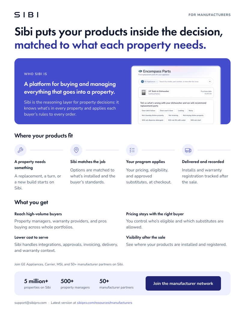 First page of the Sibi for manufacturers one-pager