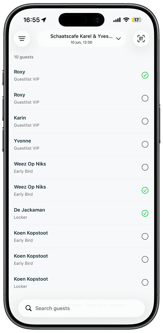 WeTicket scan app on a phone