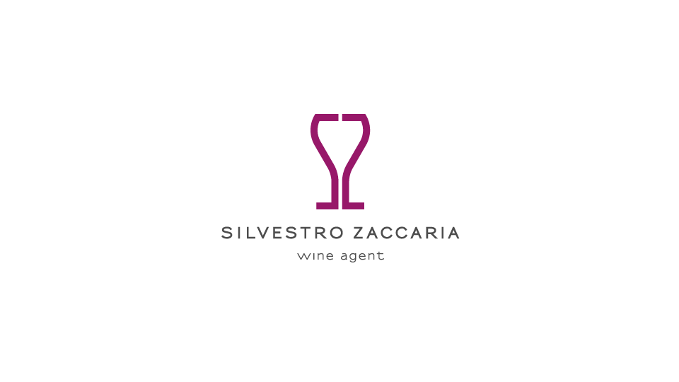 Silvestro Zaccaria wine agent logo: a magenta monogram of the letters S and Z shaped like a wine glass, above the name, on white