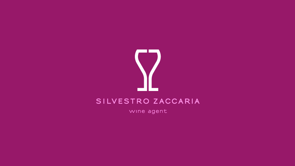 Silvestro Zaccaria wine agent logo reversed out in white on magenta