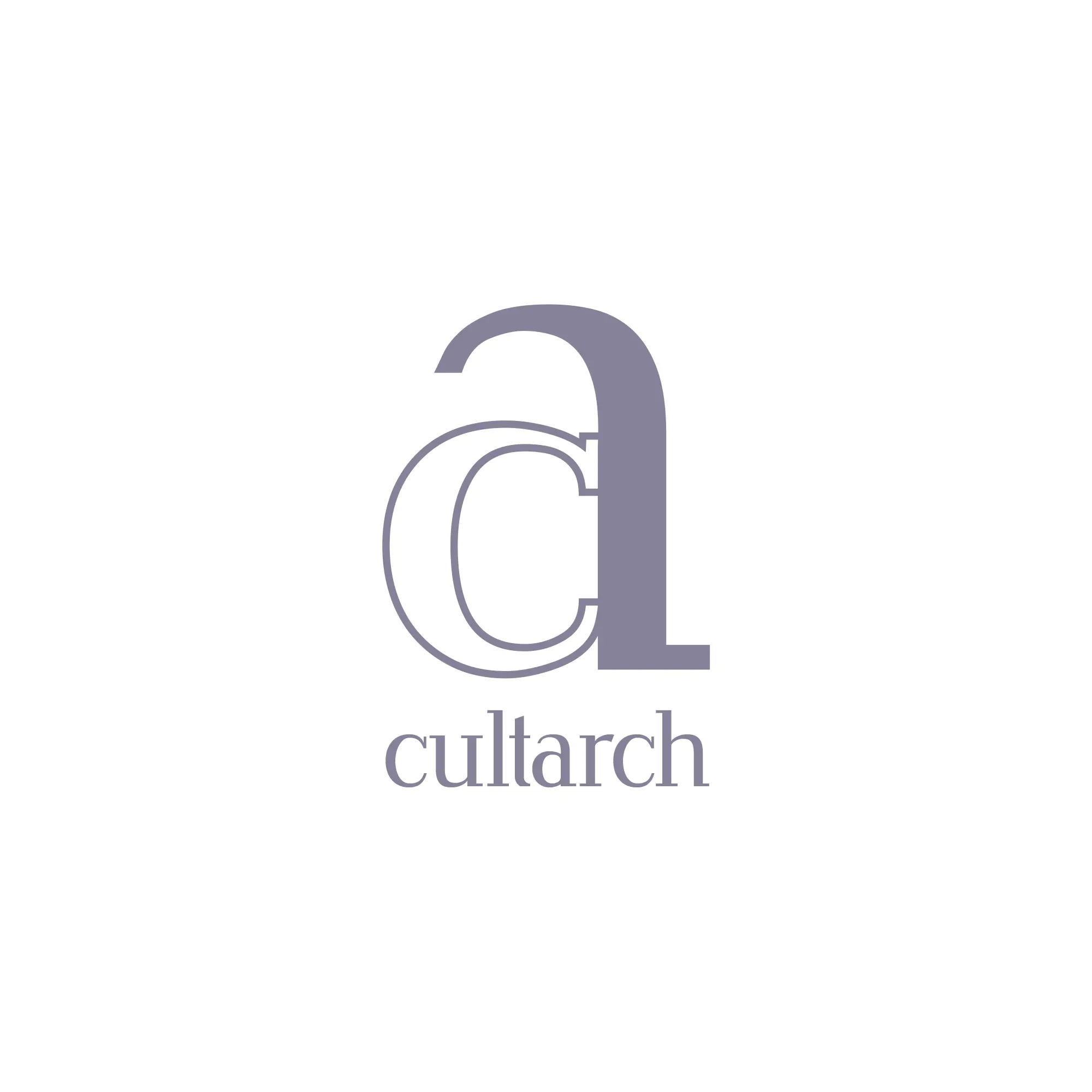 CultArch logo: overlapping 'c' and 'a' monogram above the lowercase name, in lilac on white