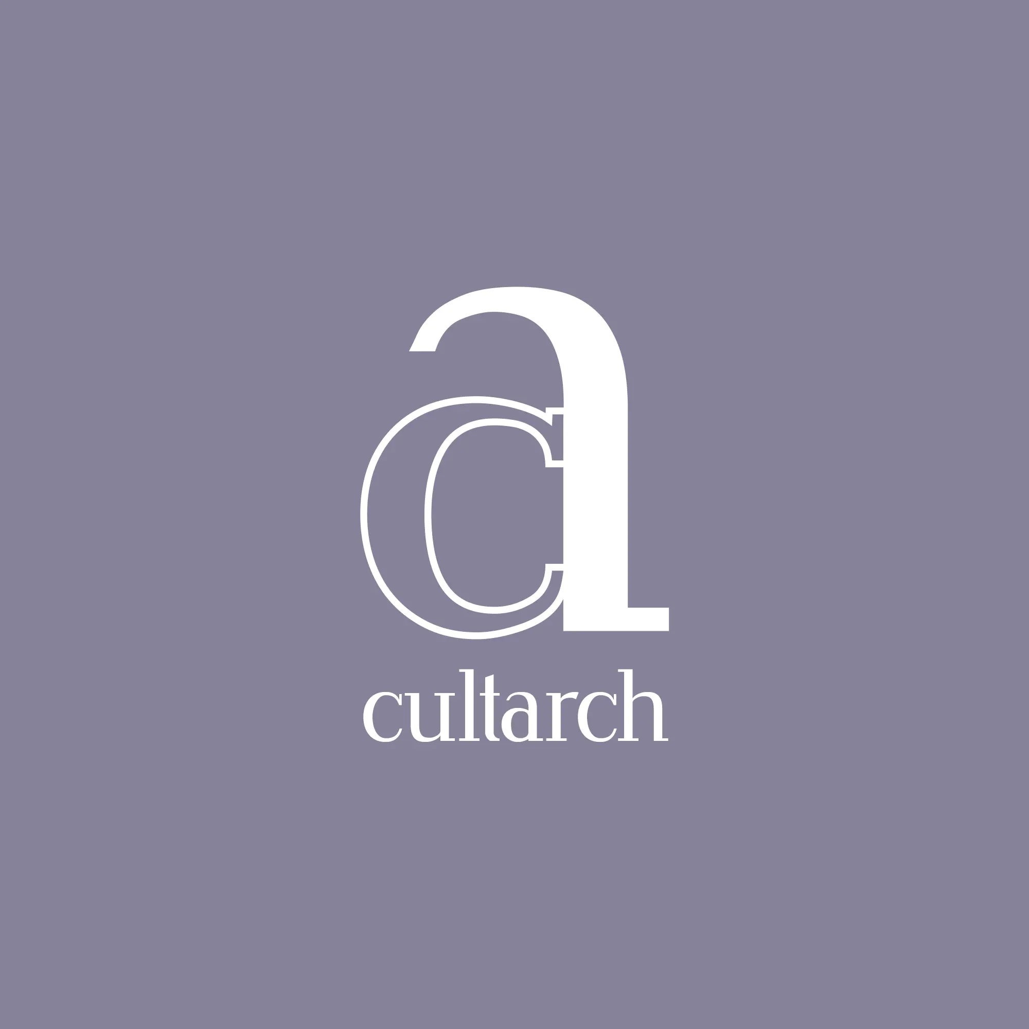 CultArch logo reversed out in white on lilac