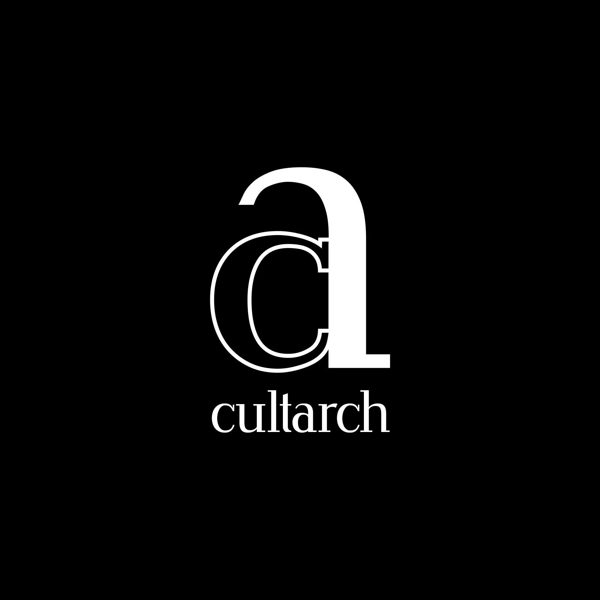 CultArch logo reversed out in white on black