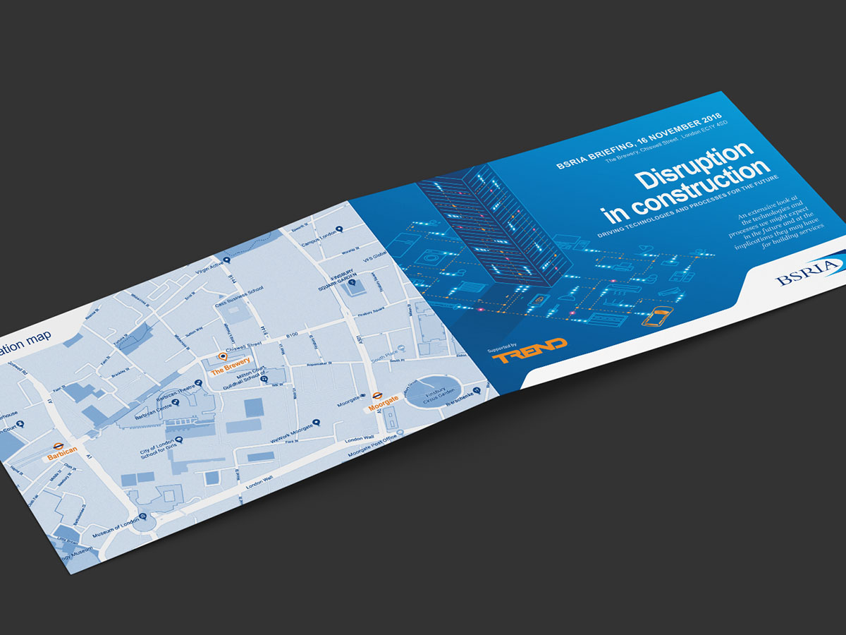 'Disruption in construction' invitation spread with the venue map