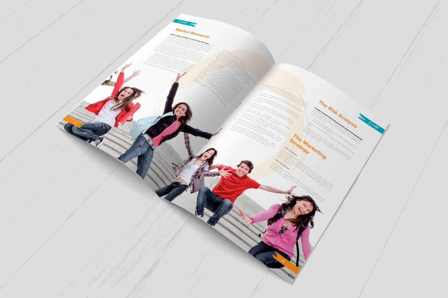 LivFit brochure spread with children jumping outdoors