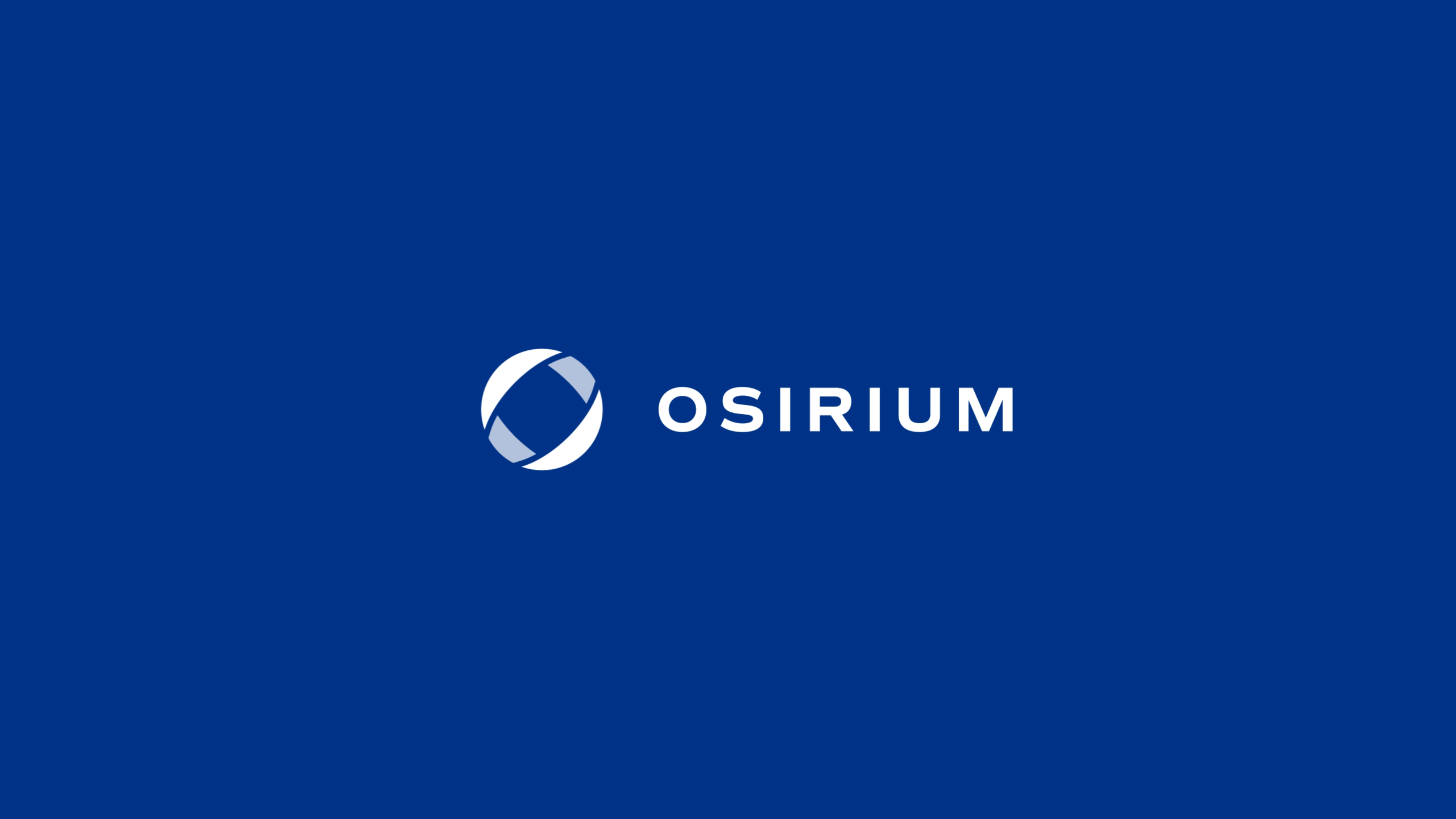 Osirium logo in white on navy blue, from the YouTube outro