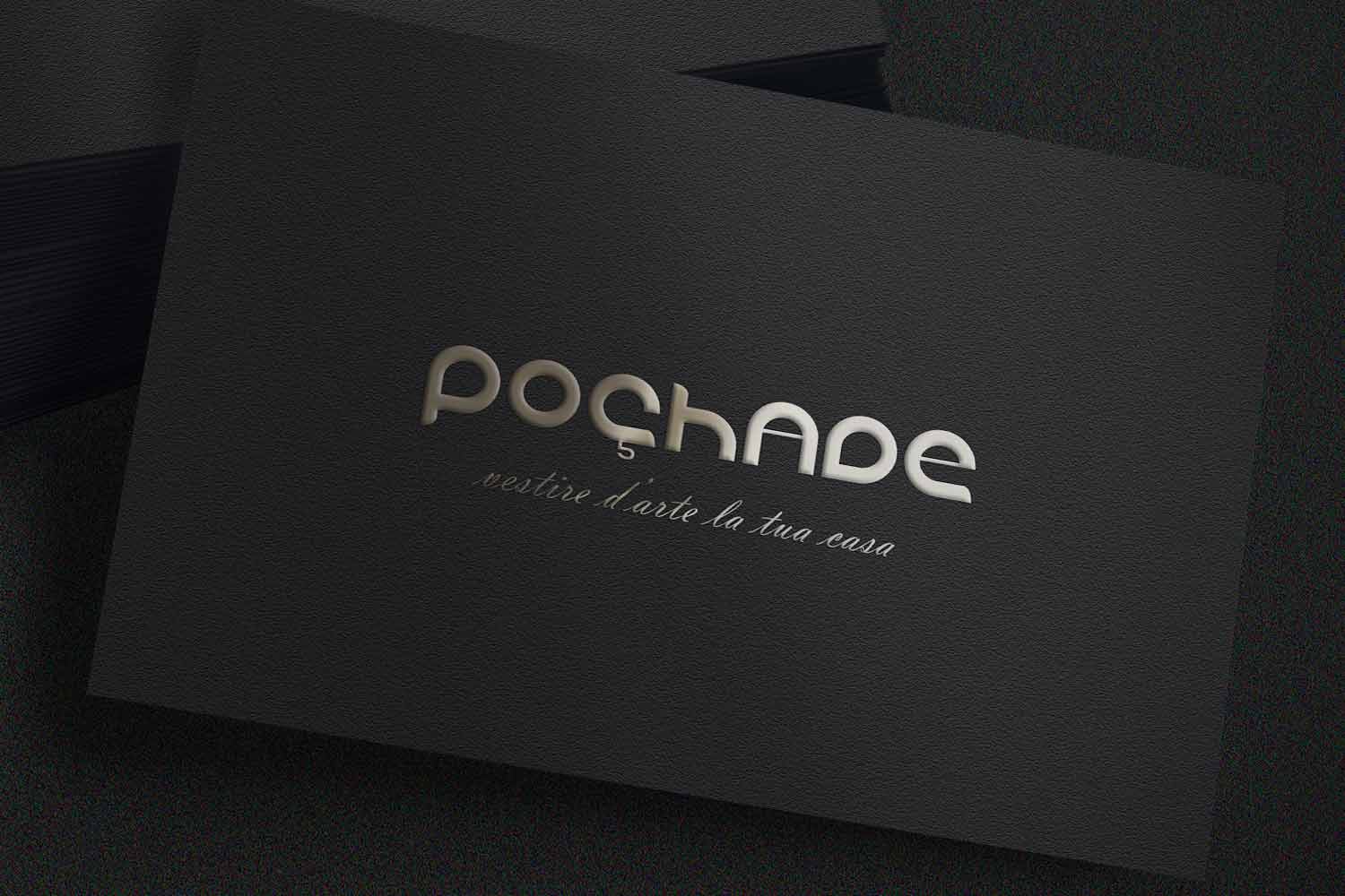 Pochade logo in silver ink on a black business card