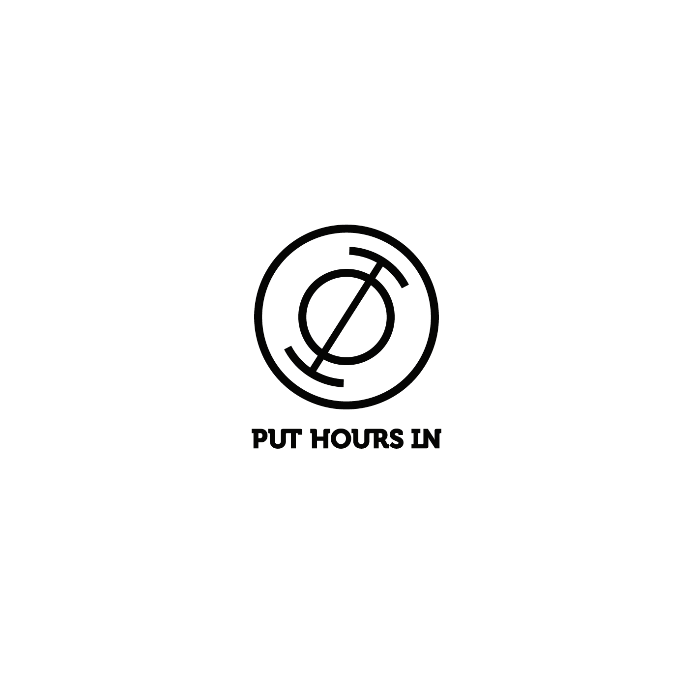 Put Hours In logo in black on white