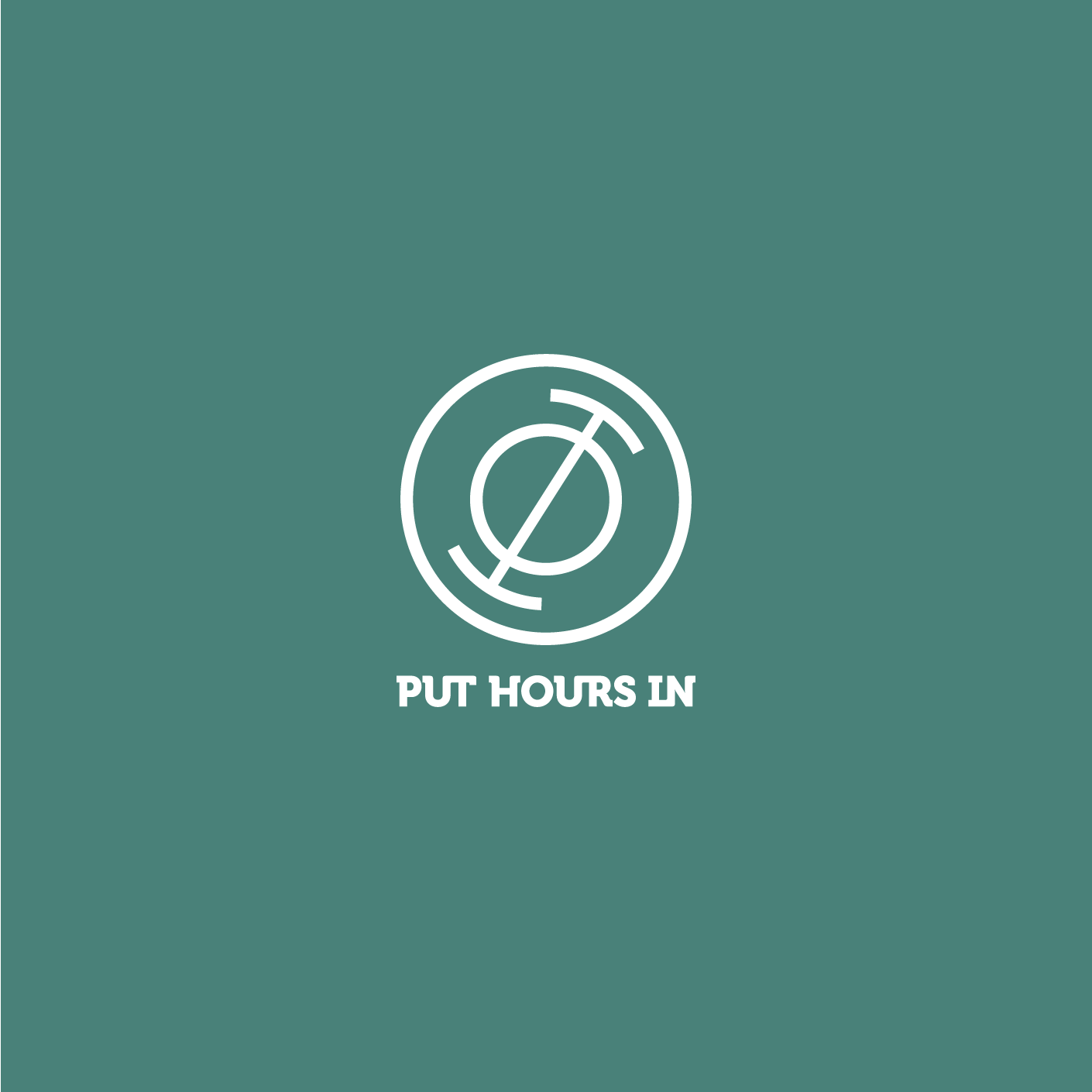 Put Hours In logo reversed out in white on teal