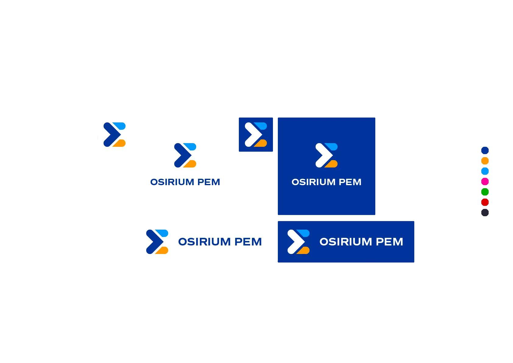 Osirium PEM logo in its horizontal, stacked and reversed versions