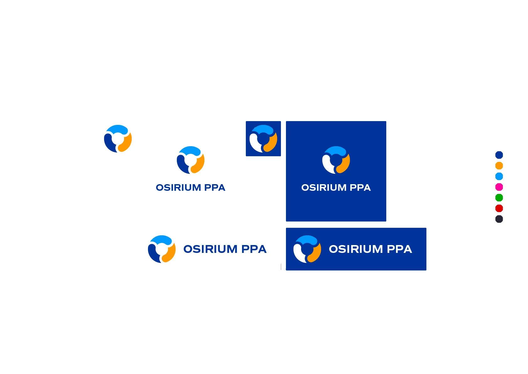 Osirium PPA logo in its horizontal, stacked and reversed versions