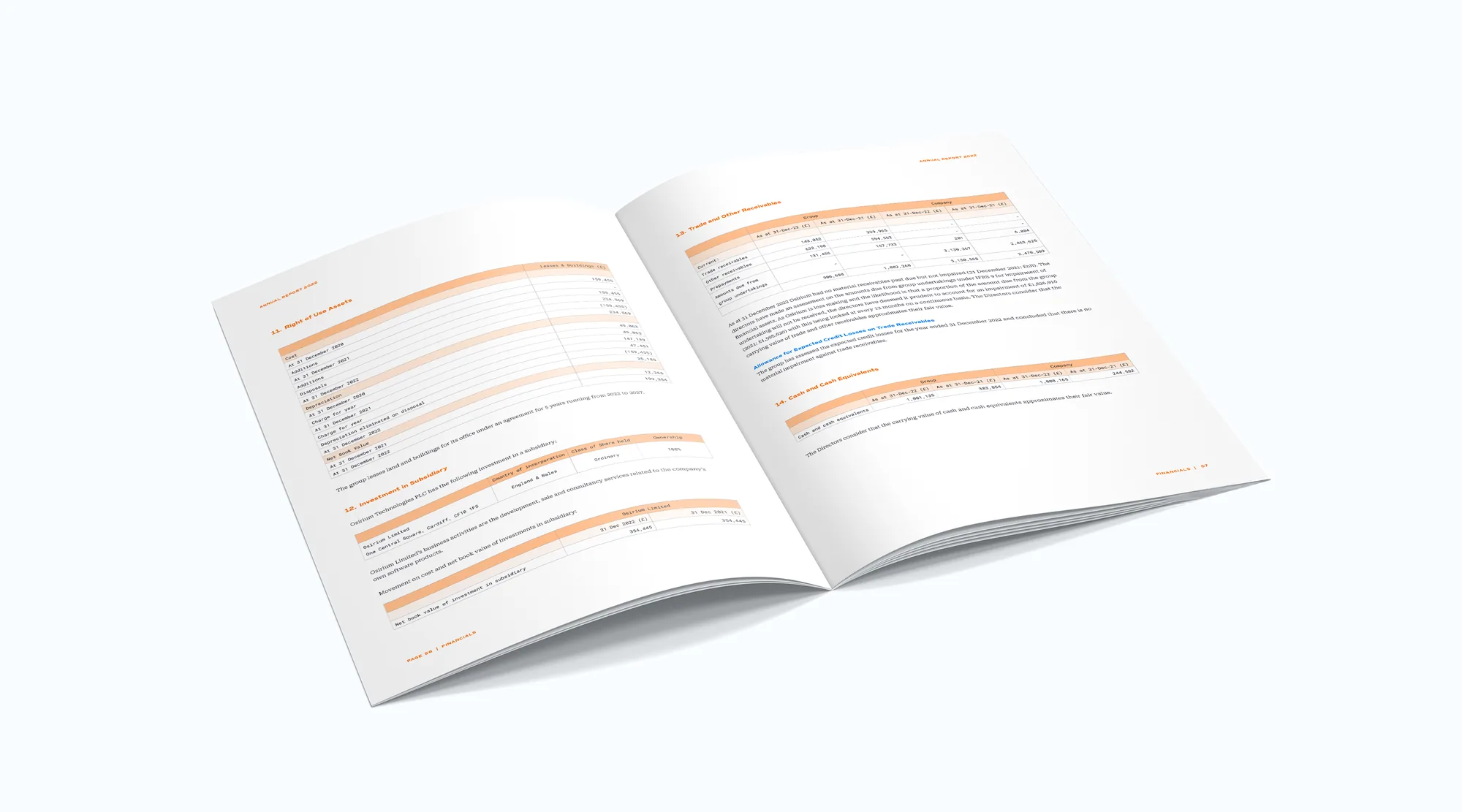 Osirium report spread with statistics and dark timeline page
