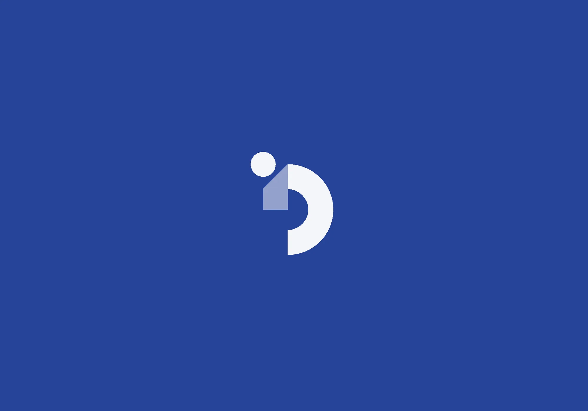 Design Genius symbol reversed on blue