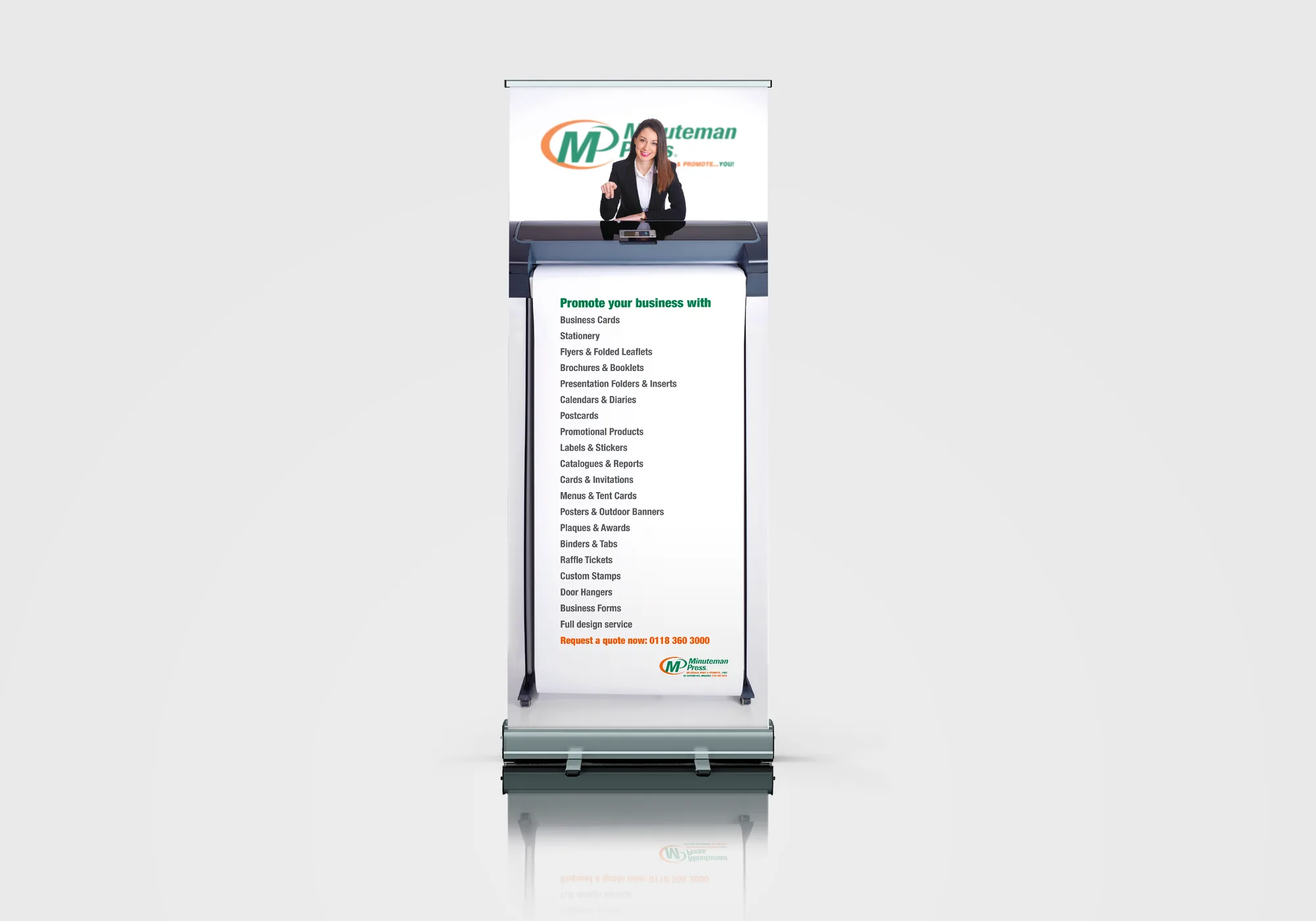 Minuteman Press services roller banner