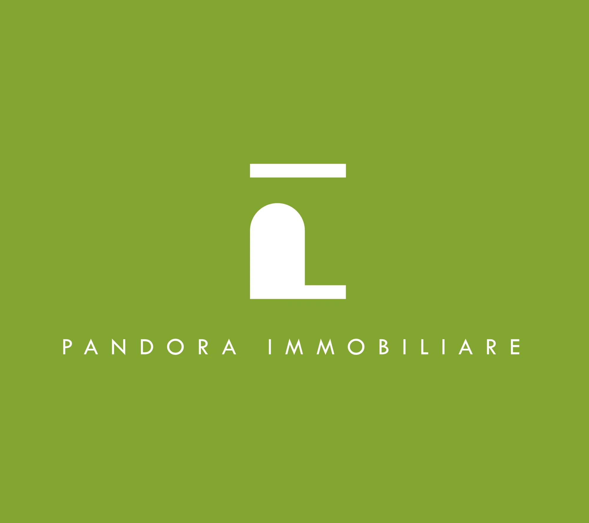 Pandora Immobiliare logo reversed in white on green