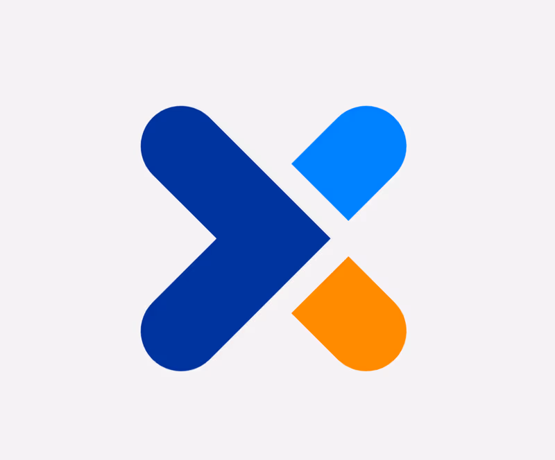 Osirium logo symbol: interlocking blue and orange shapes forming an X