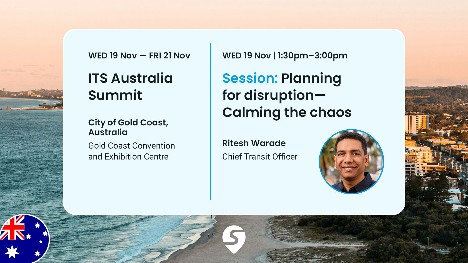 Information about Swiftly at the ITS Australia Summit and Ritesh's speaking session.