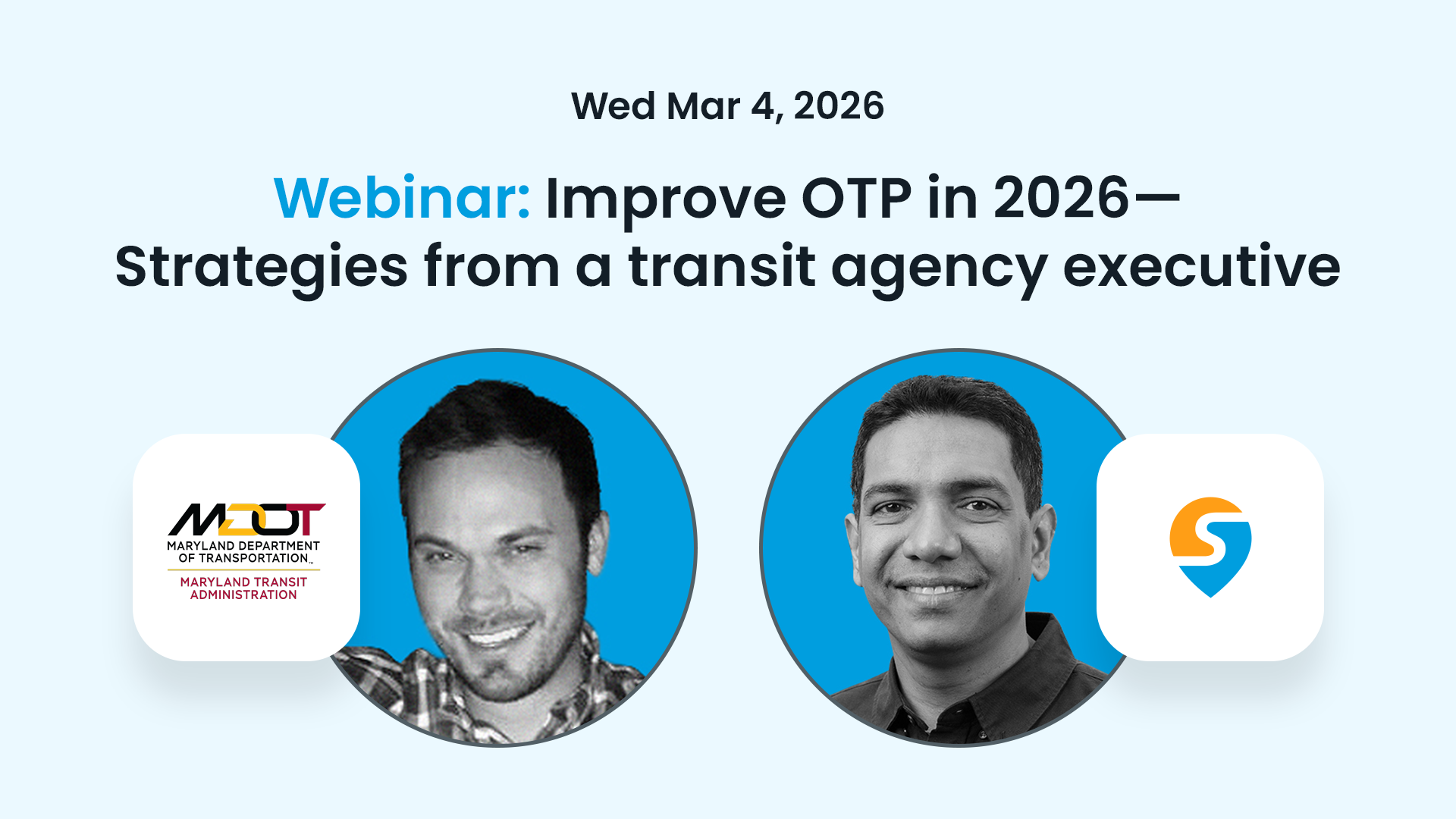 Speaker photos and event details for Swiftly's OTP webinar.