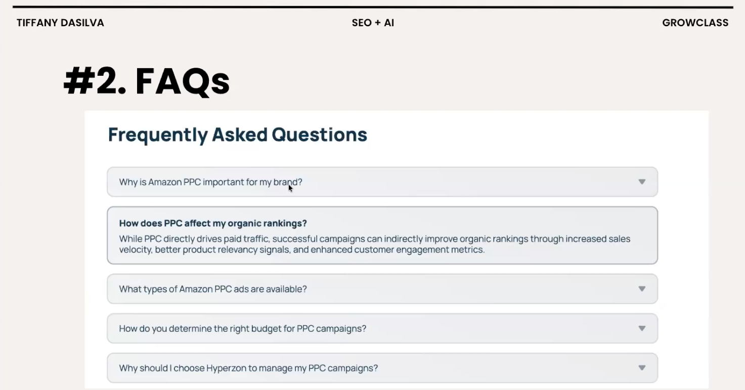 add FAQs to content for AI search optimization