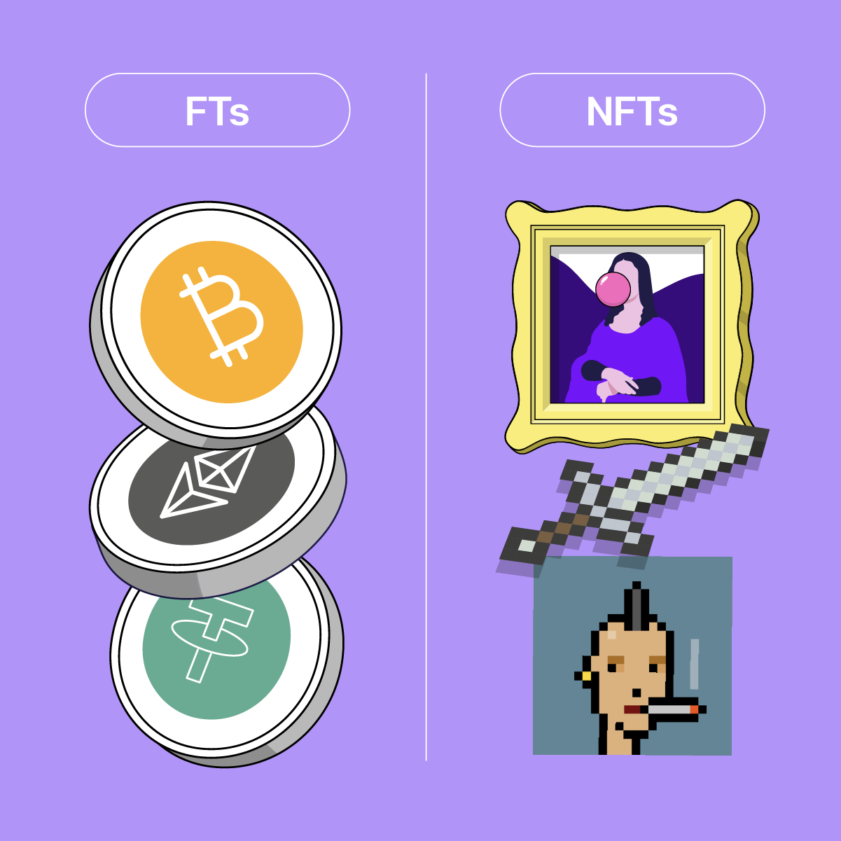 Qué es un token fungible y no fungible (FT vs. NFT)