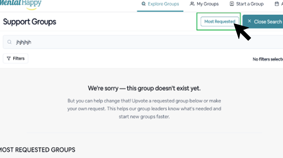 Participant View of Most Requested Groups