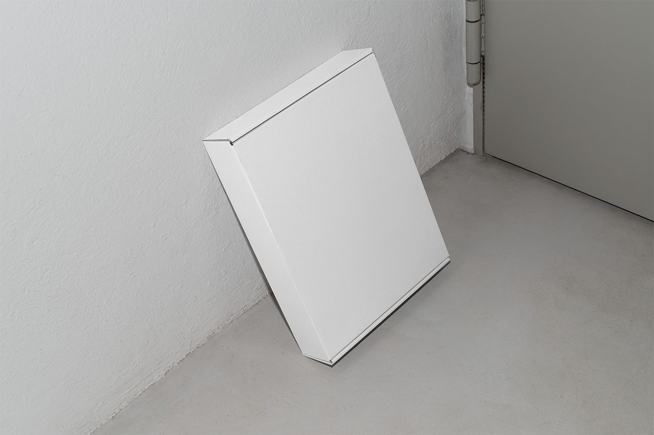 Verpackung-Mockup blank, Paket in einem Flur