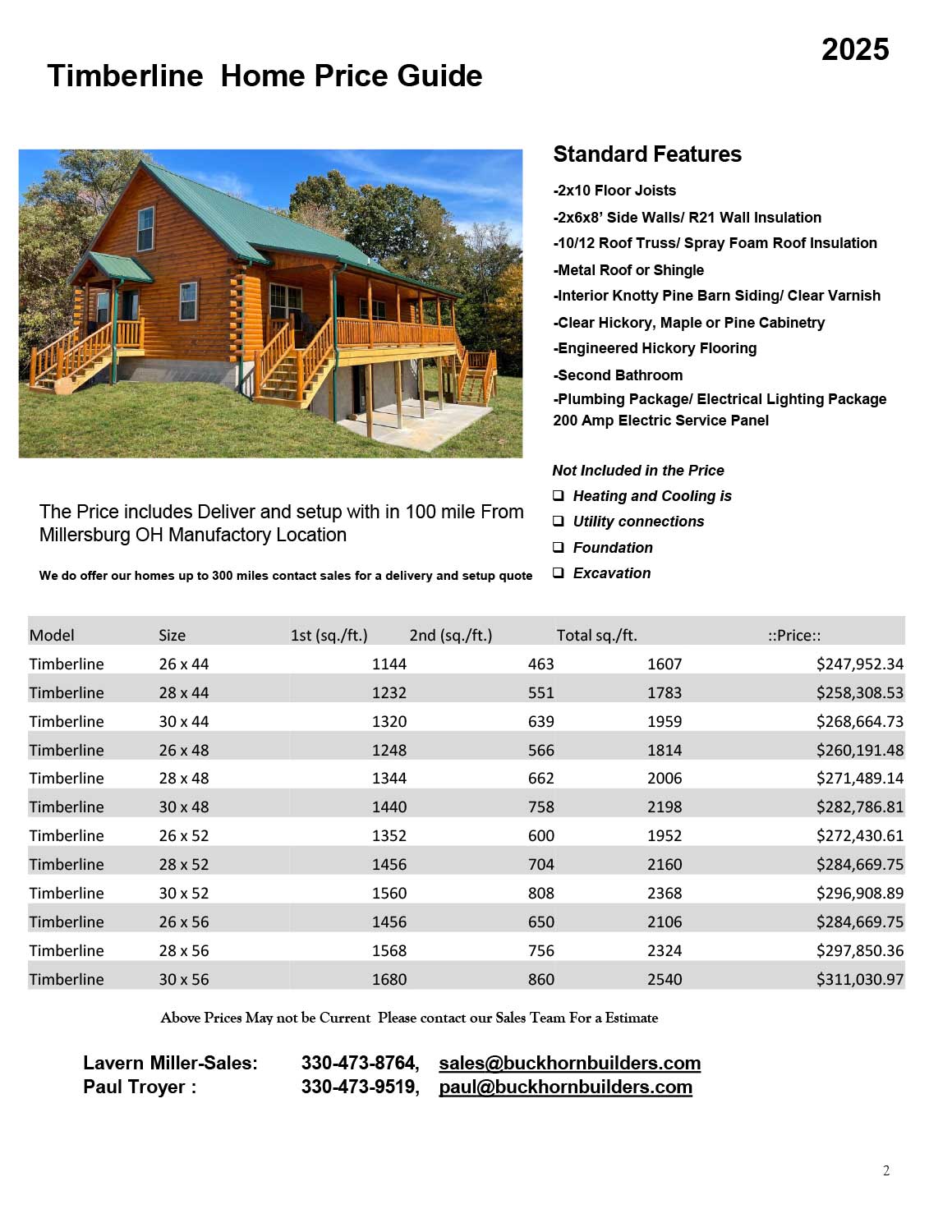 Timberline Pricing Guide