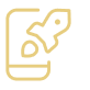 Icon of a phone with a rocket coming out of it