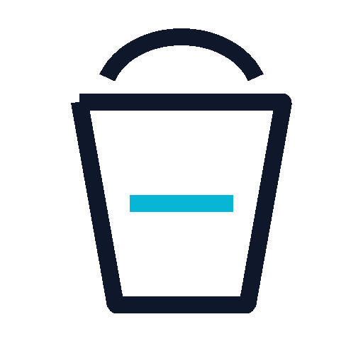 Bucket test icon indicating pool water level for evaporation vs leak