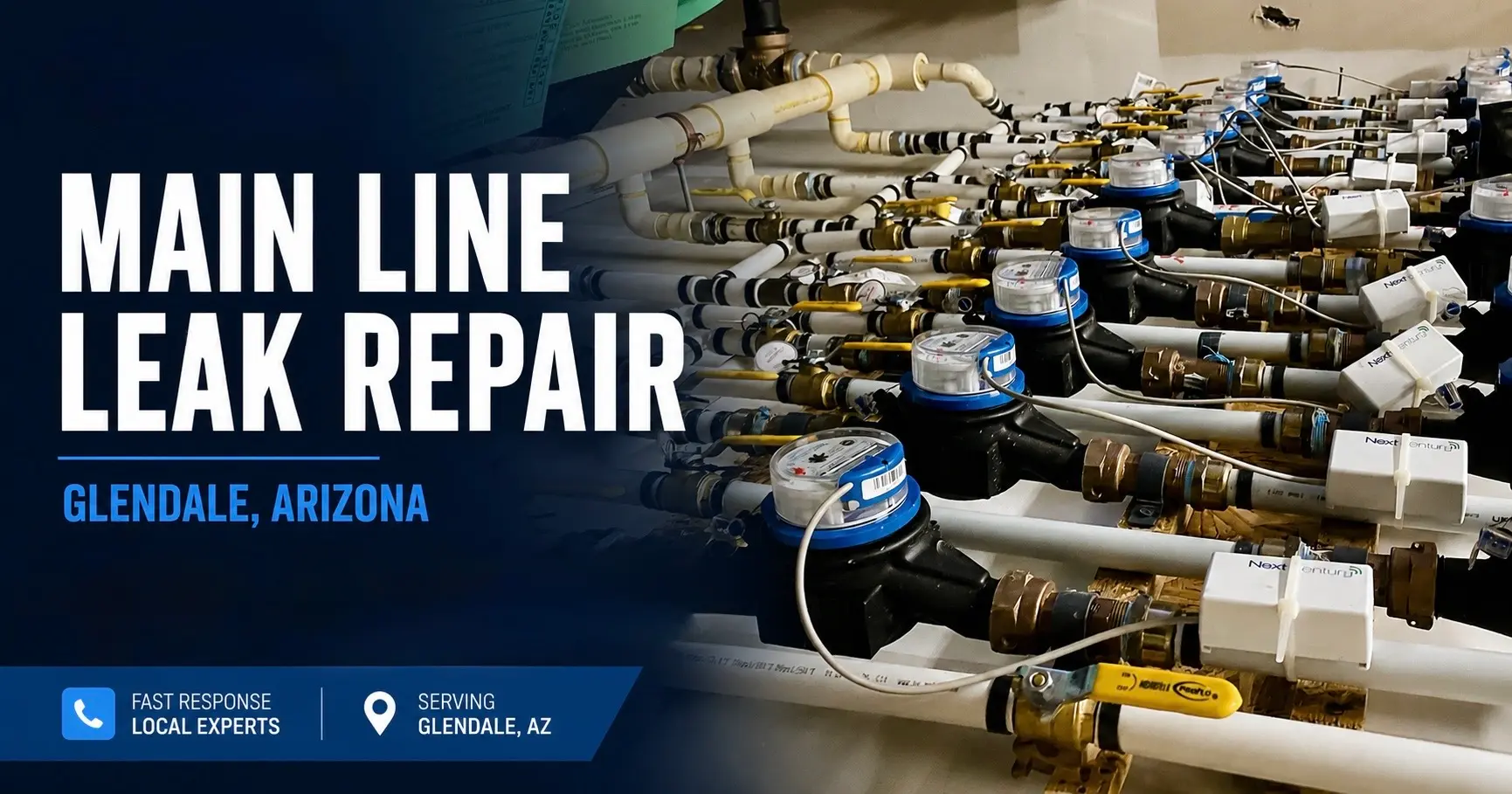 Water main line repair and underground pipe replacement services from meter to house in Glendale Arizona by Leak Tech LLC