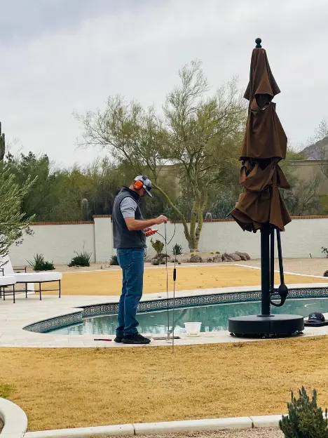 Leak Tech LLC technician performing pool leak detection testing in Scottsdale AZ