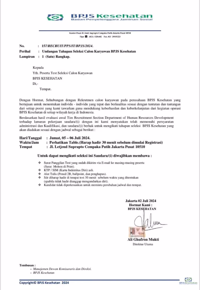 Contoh panggilan interview palsu